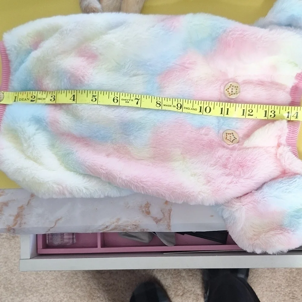 Kyesse Dog Sweater Faux Fur Rainbow Tye Dye Soft Pajamas